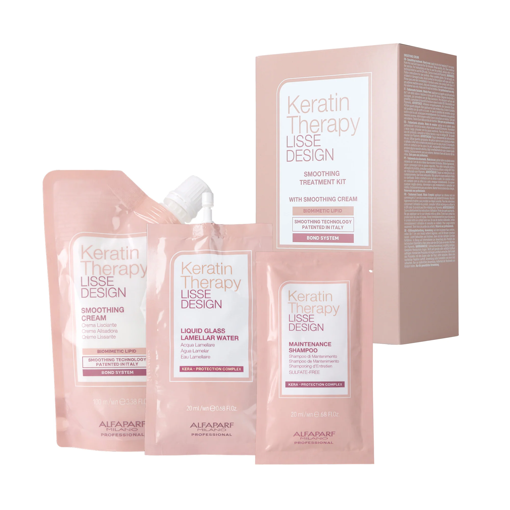 ALFAPARF KERATIN THERAPY LISSE DESIGN SMOOTHING TREATMENT KIT Zestaw do laminacji i nabłyszczania włosów