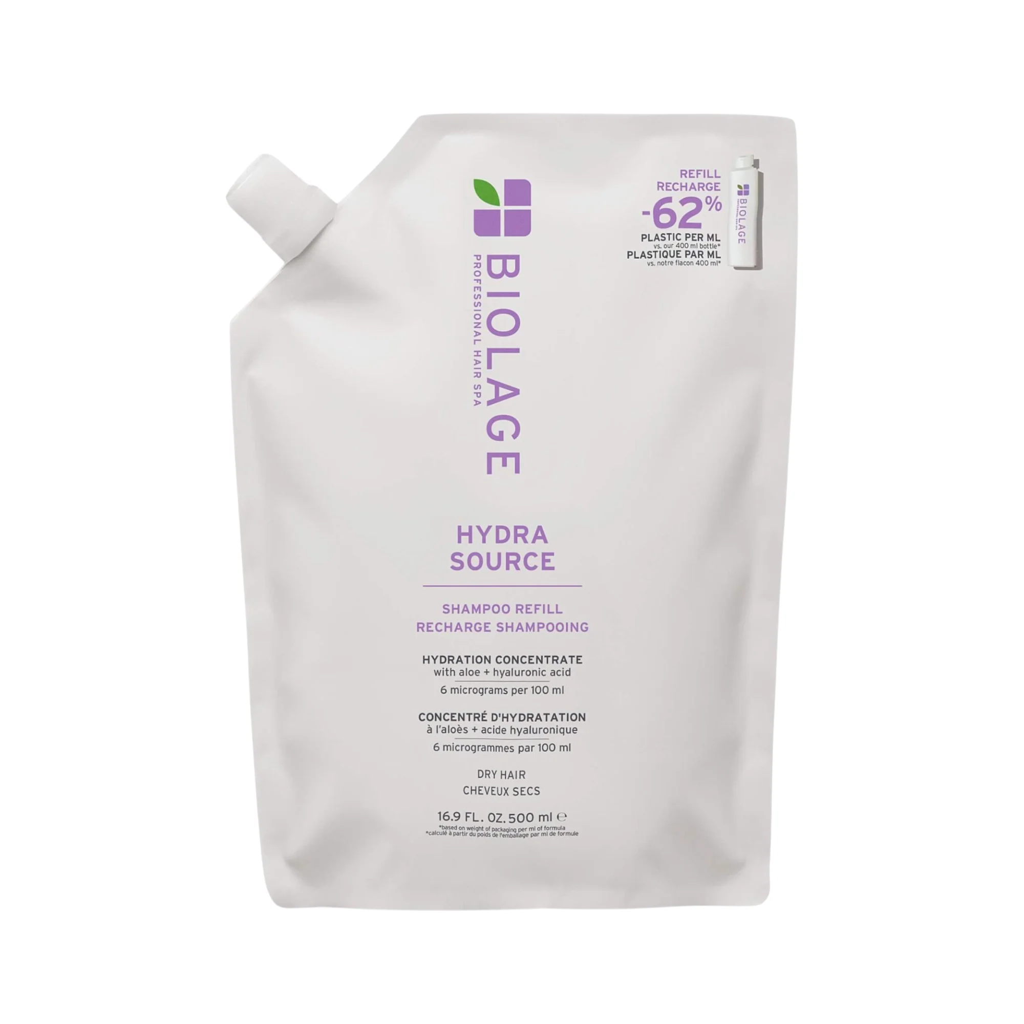 BIOLAGE PREFESSIOLAN HYDRA SOURCE Głęboko nawilżający szampon do włosów suchych i odwodnionych REFILL 500 ml