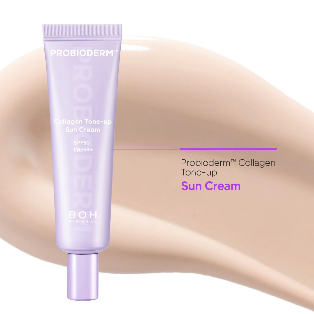 BIOHEAL BOH Probioderm™ Collagen Tone-Up Sun Cream SPF50 PA++++ – Rozświetlająco-tonujący krem przeciwsłoneczny 50 ml - Image 5