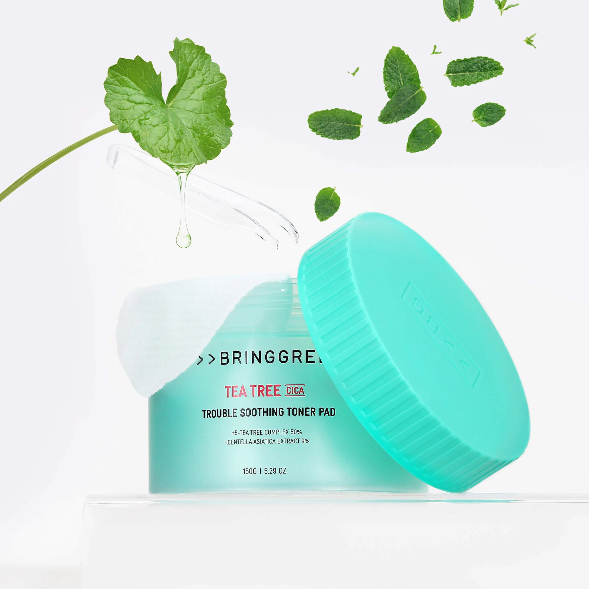 BRINGGREEN Tea Tree Cica Trouble Soothing Toner Pad – Kojące płatki tonizujące z drzewem herbacianym i cica, 90 szt. - Image 4