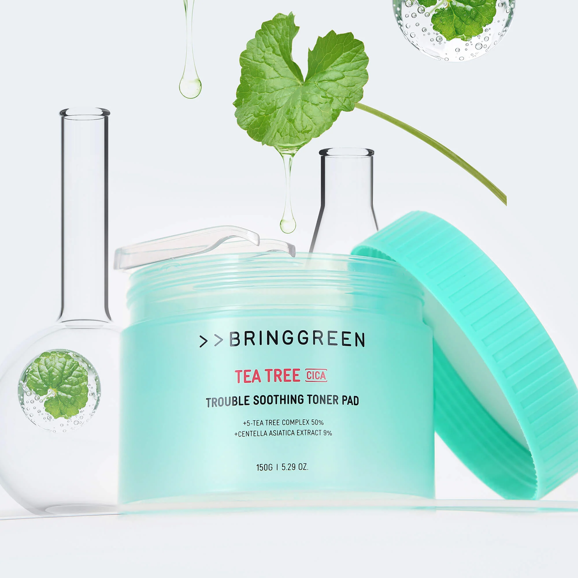 BRINGGREEN Tea Tree Cica Trouble Soothing Toner Pad – Kojące płatki tonizujące z drzewem herbacianym i cica, 90 szt. - Image 5