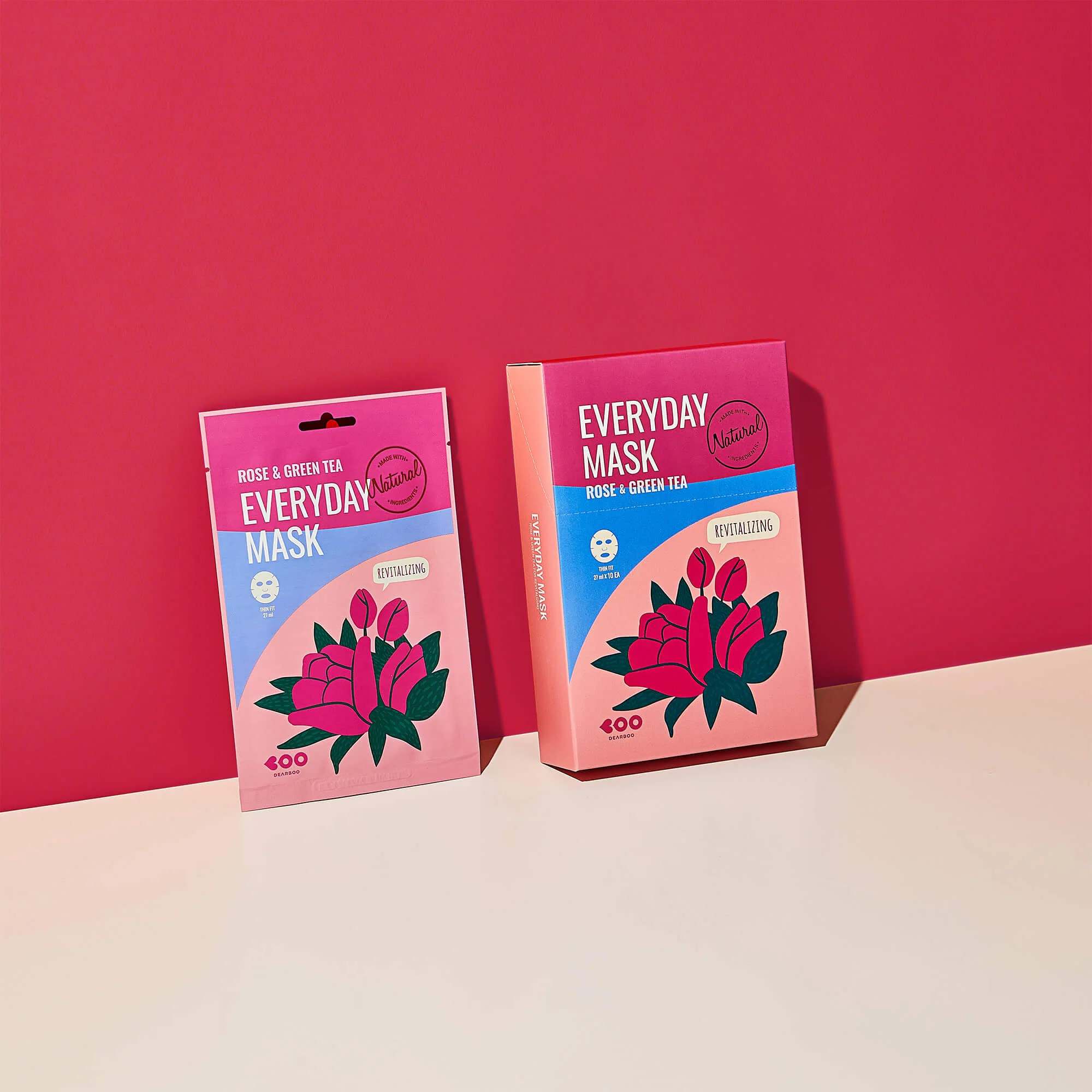 DEARBOO EVERYDAY ROSE&GREEN TEA Rewitalizująca maska w płachcie 27 ml - Image 5