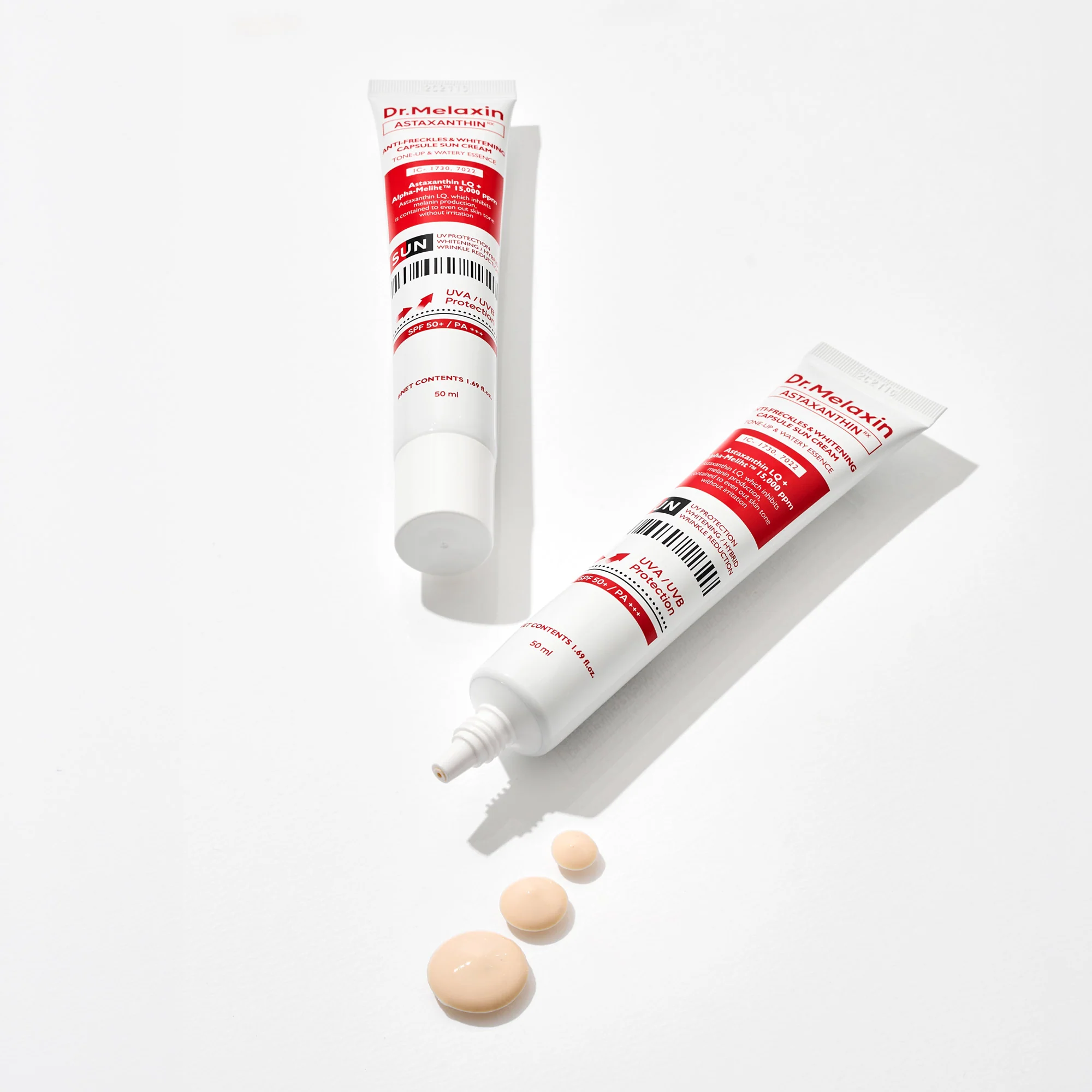 DR.MELAXIN Astaxanthin Anti-Freckles & Whitening Capsule Sunscreen SPF50+ / PA+++ - Tonujący krem z filtrem na przebarwienia 50 ml - Image 5
