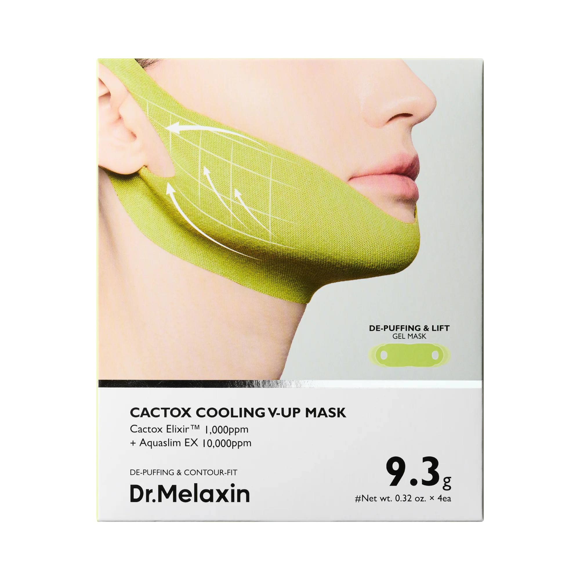 DR.MELAXIN CACTOX COOLING V-UP MASK Chłodząca maska modelująca na linię żuchwy 4 szt. / 9,3 g