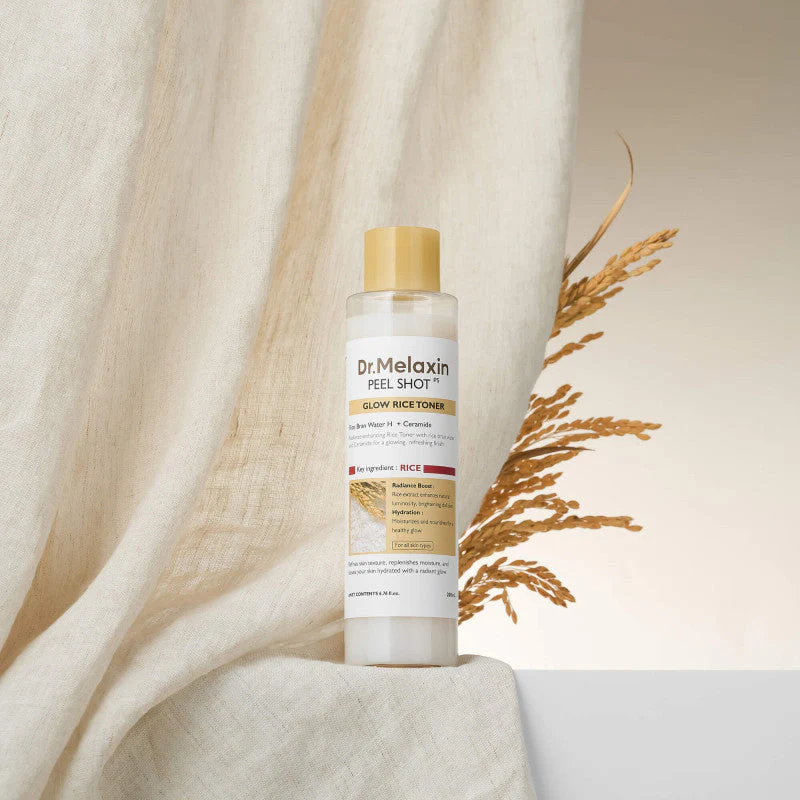 DR.MELAXIN PEEL SHOT GLOW WHITE RICE TONER Nawilżająco-rozświetlający tonik ryżowy 200 ml - Image 2