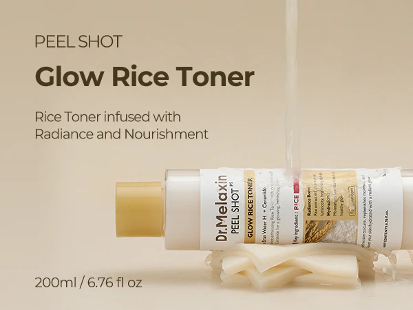 DR.MELAXIN PEEL SHOT GLOW WHITE RICE TONER Nawilżająco-rozświetlający tonik ryżowy 200 ml - Image 3