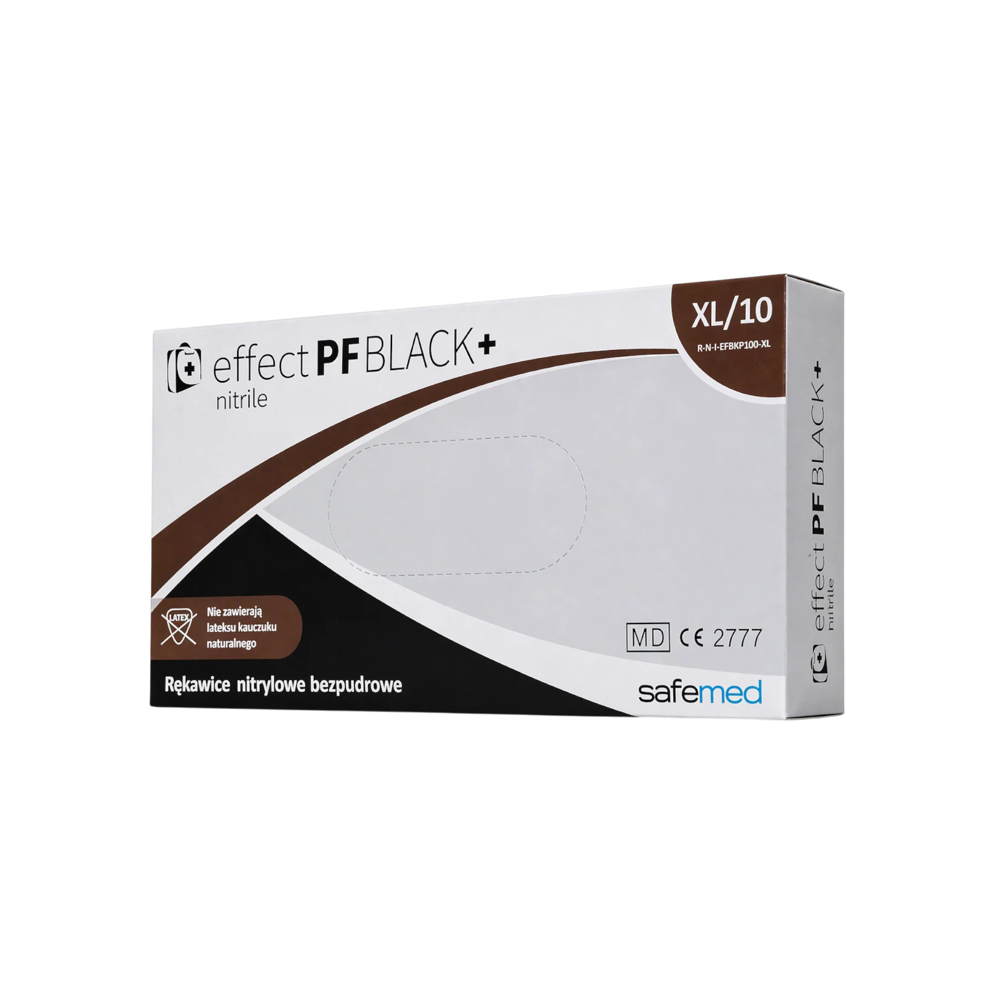 SAFEMED EFFECT PF Rękawiczki jednorazowe nitrylowe bezpudrowe Black + XL 100 szt.