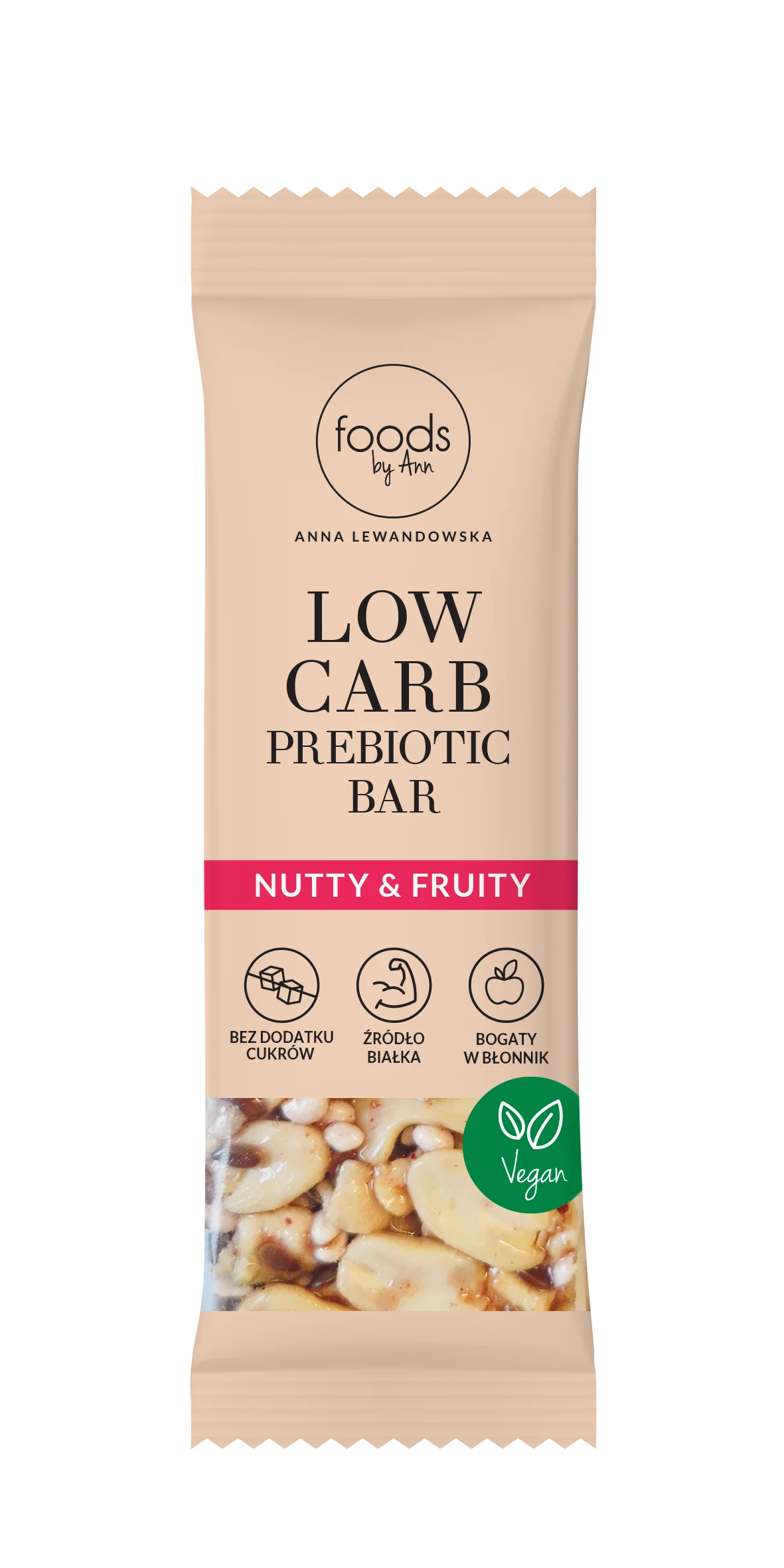 FOODS BY ANN Baton prebiotyczny o niskiej zawartości węglowodanów, orzechowo-owocowy 35 g