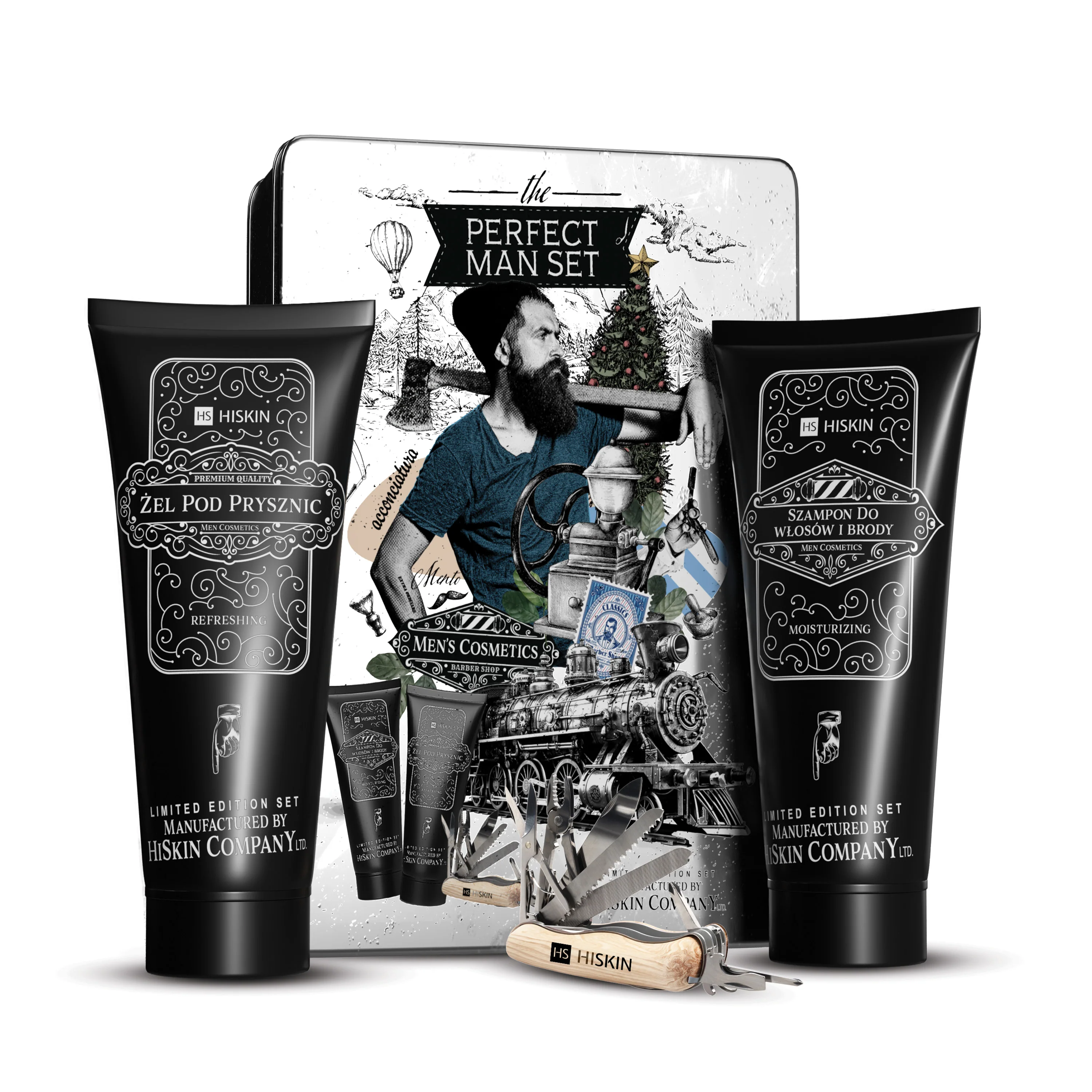 HISKIN PERFECT MEN SET CAN Zestaw prezentowy kosmetyków świątecznych dla mężczyzn