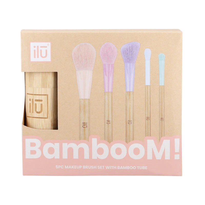 ILŪ BambooM! Zestaw 5 pędzli do makijażu + Bambusowa tuba do przechowywania - Image 2