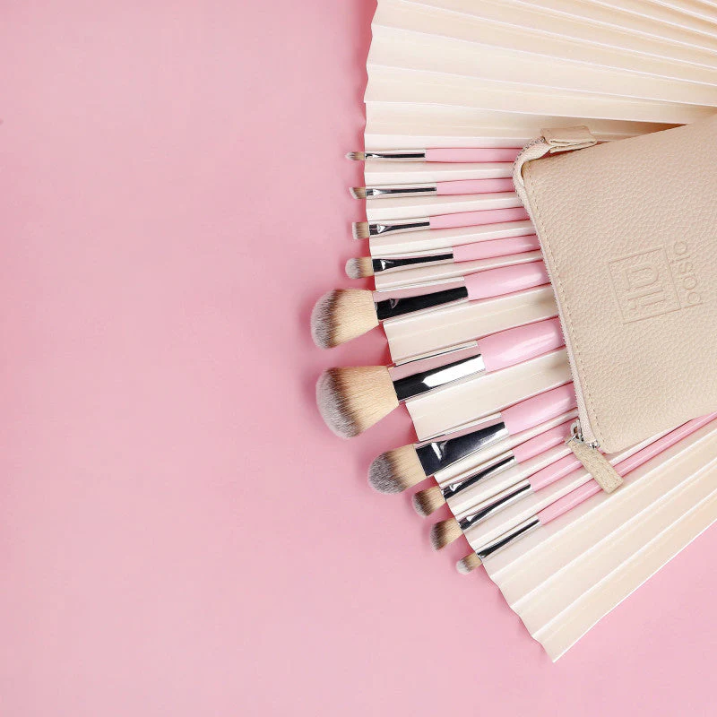 ilū basic Zestaw 10 pędzli do makijażu + etui, Różowy - Image 4