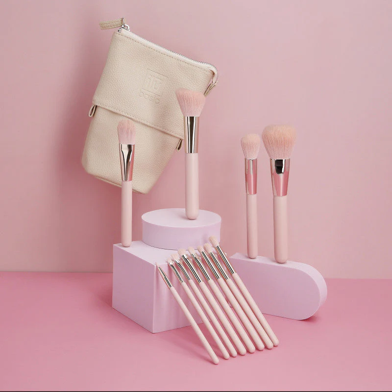 ilū basic Zestaw 12 pędzli do makijażu + etui, Różowy - Image 4