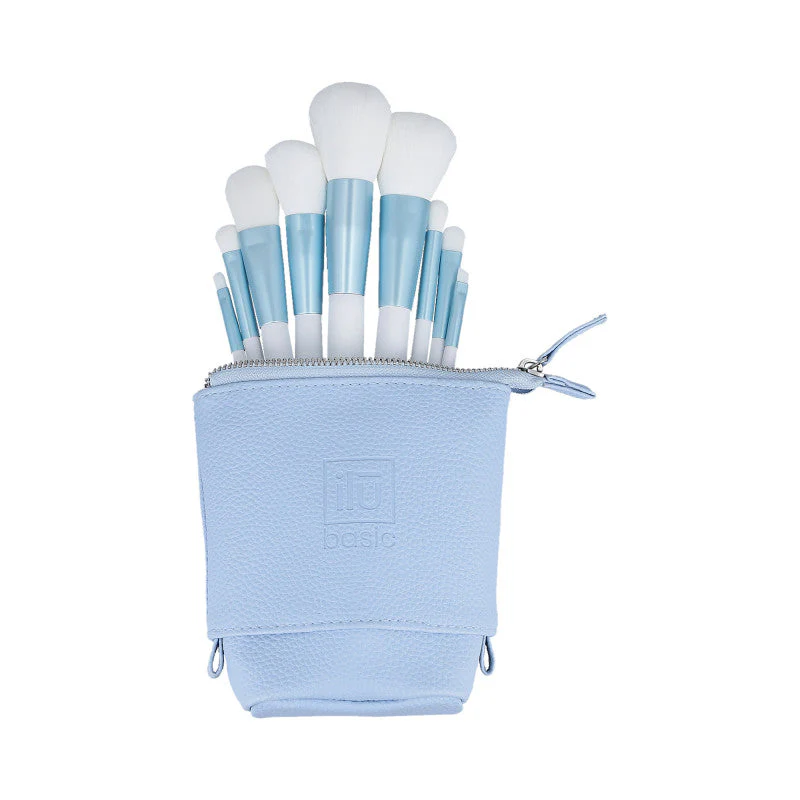 ilū basic Zestaw 9 pędzli do makijażu + etui, Niebieski