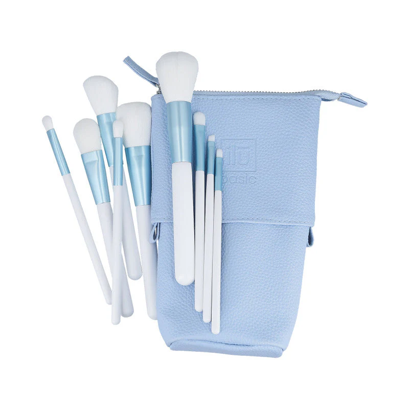 ilū basic Zestaw 9 pędzli do makijażu + etui, Niebieski - Image 4
