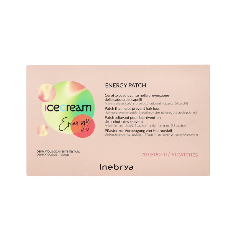 INEBRYA ICE CREAM ENERGY PATCH Plastry do skóry głowy przeciw wypadaniu włosów wodoodporne 70 szt.