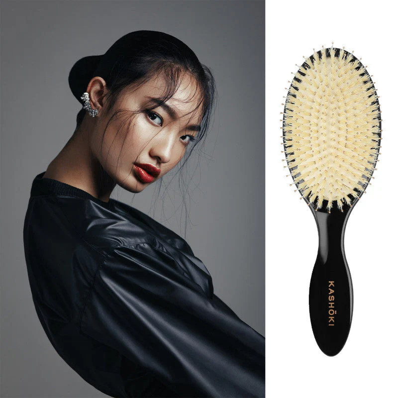 KASHŌKI Smooth White Detangler Szczotka z białym włosiem dzika, Oval - Image 4