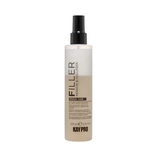 KAYPRO KERATIN & COLLAGEN FILLER Dwufazowy spray odbudowujący z keratyną i kolagenem 200 ml