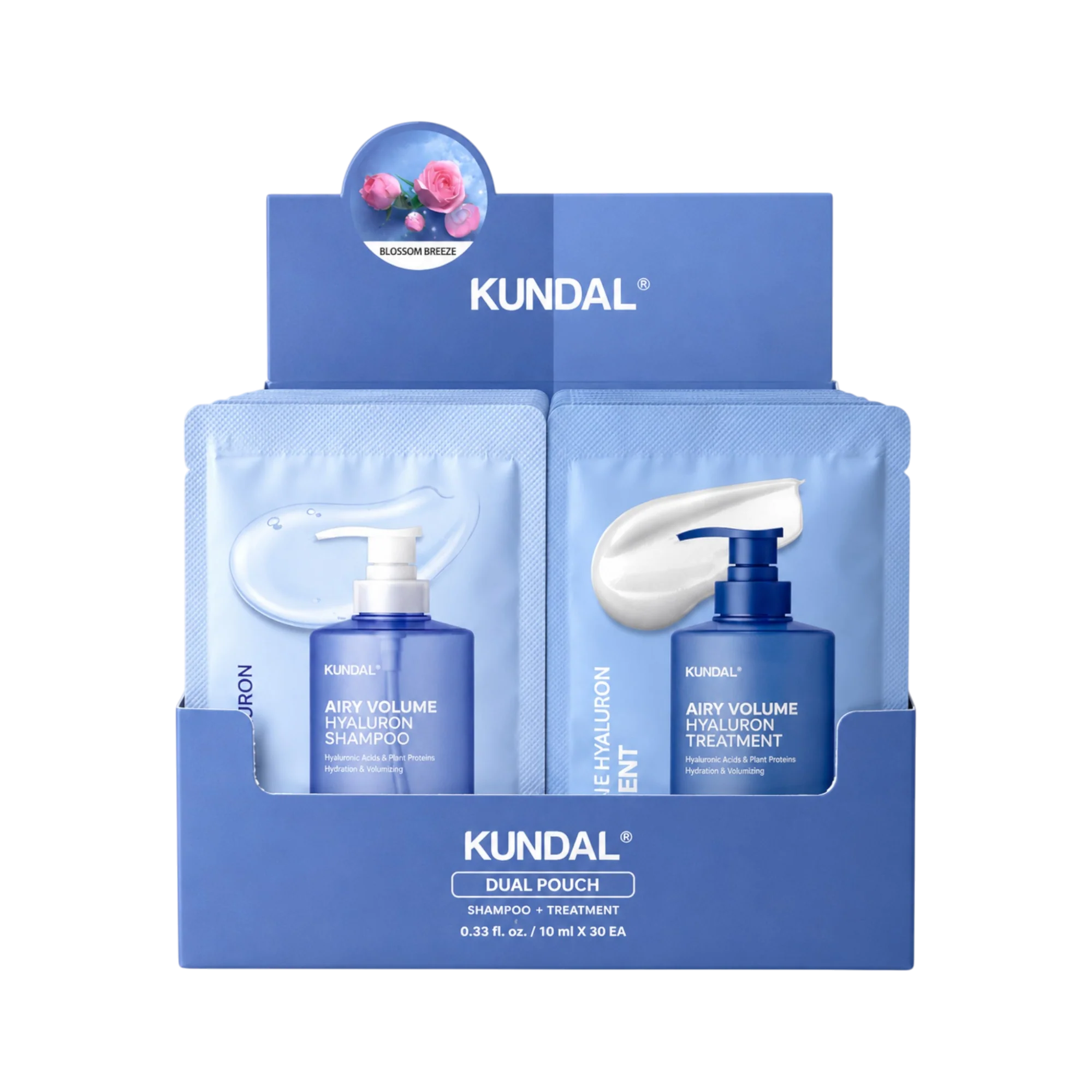 KUNDAL AIRY VOLUME Zestaw saszetek do pielęgnacji włosów zwiększający objętość Blossom Breeze 30 x 10 ml