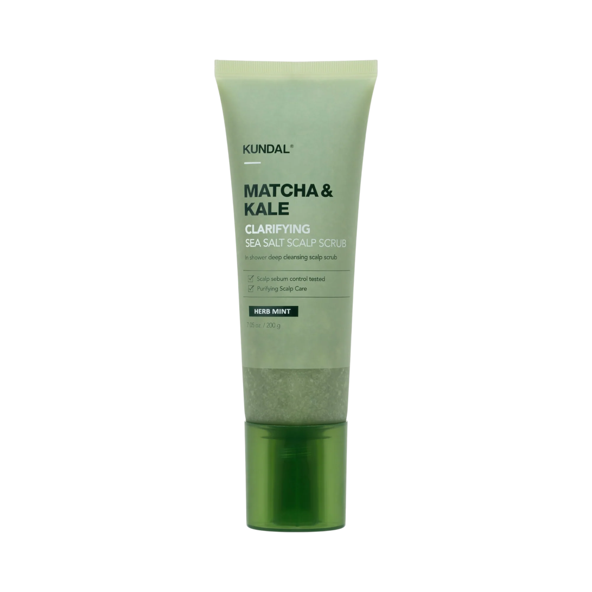 KUNDAL MATCHA&KALE CLARIFYING SEA SALT SCRUB Trychologiczny peeling do skóry głowy Herb Mint 200 g