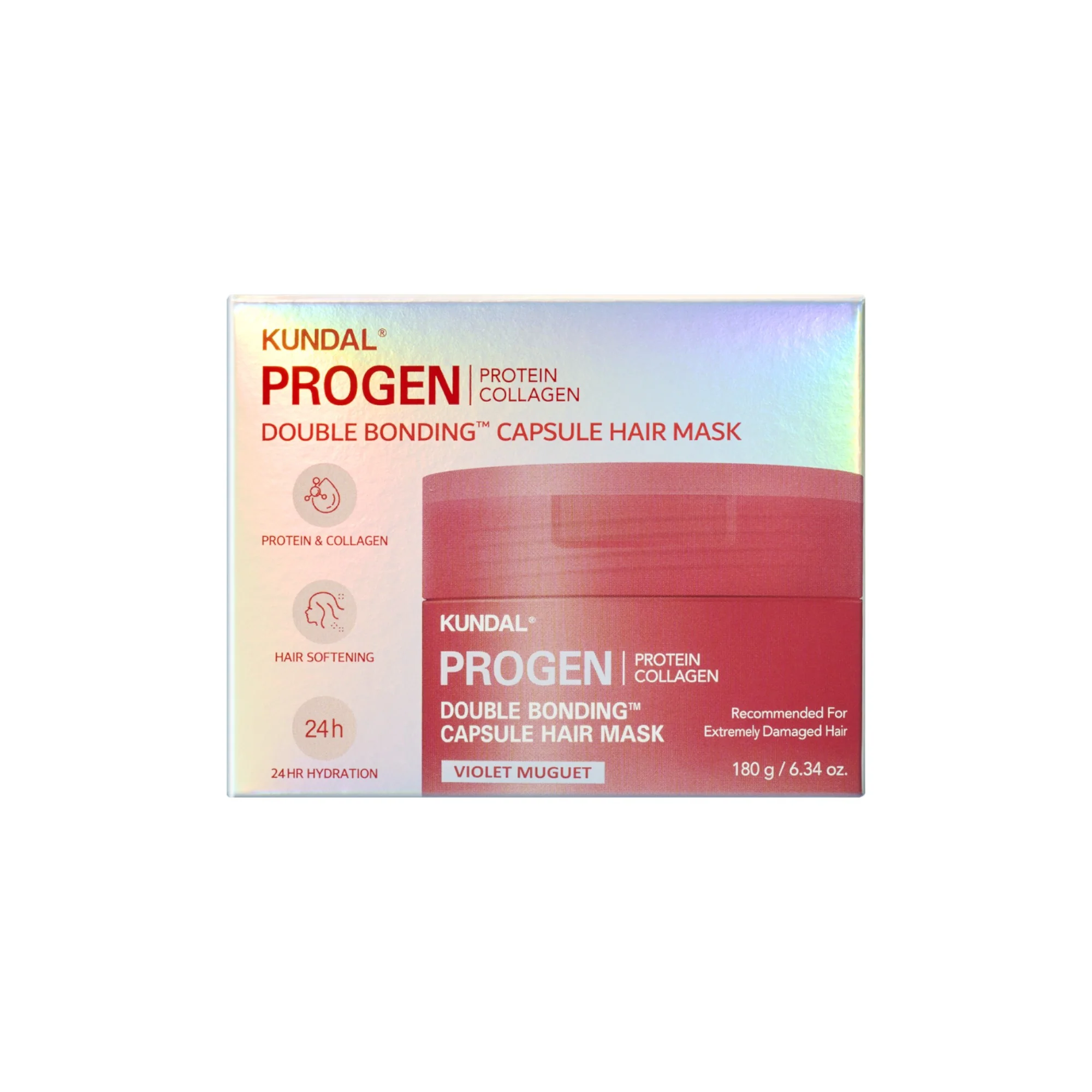 KUNDAL PROGEN DOUBLE BONDING CAPSULE Intensywnie regenerująca maska odbudowująca wiązania włosa Violet Muguet 180 g - Image 2