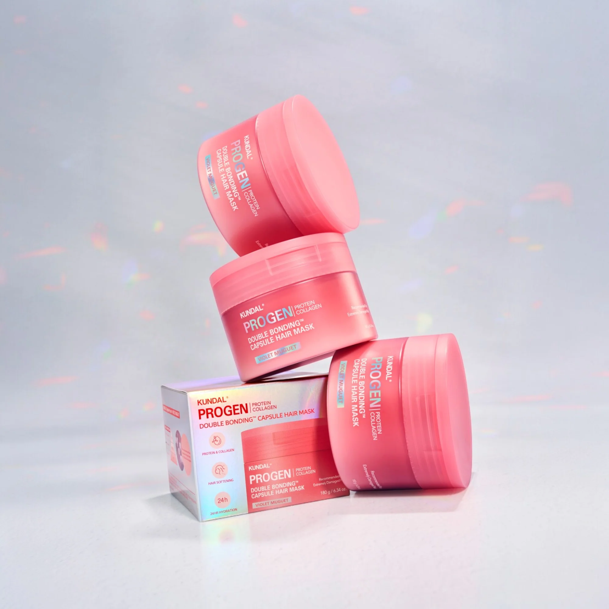 KUNDAL PROGEN DOUBLE BONDING CAPSULE Intensywnie regenerująca maska odbudowująca wiązania włosa Violet Muguet 180 g - Image 3