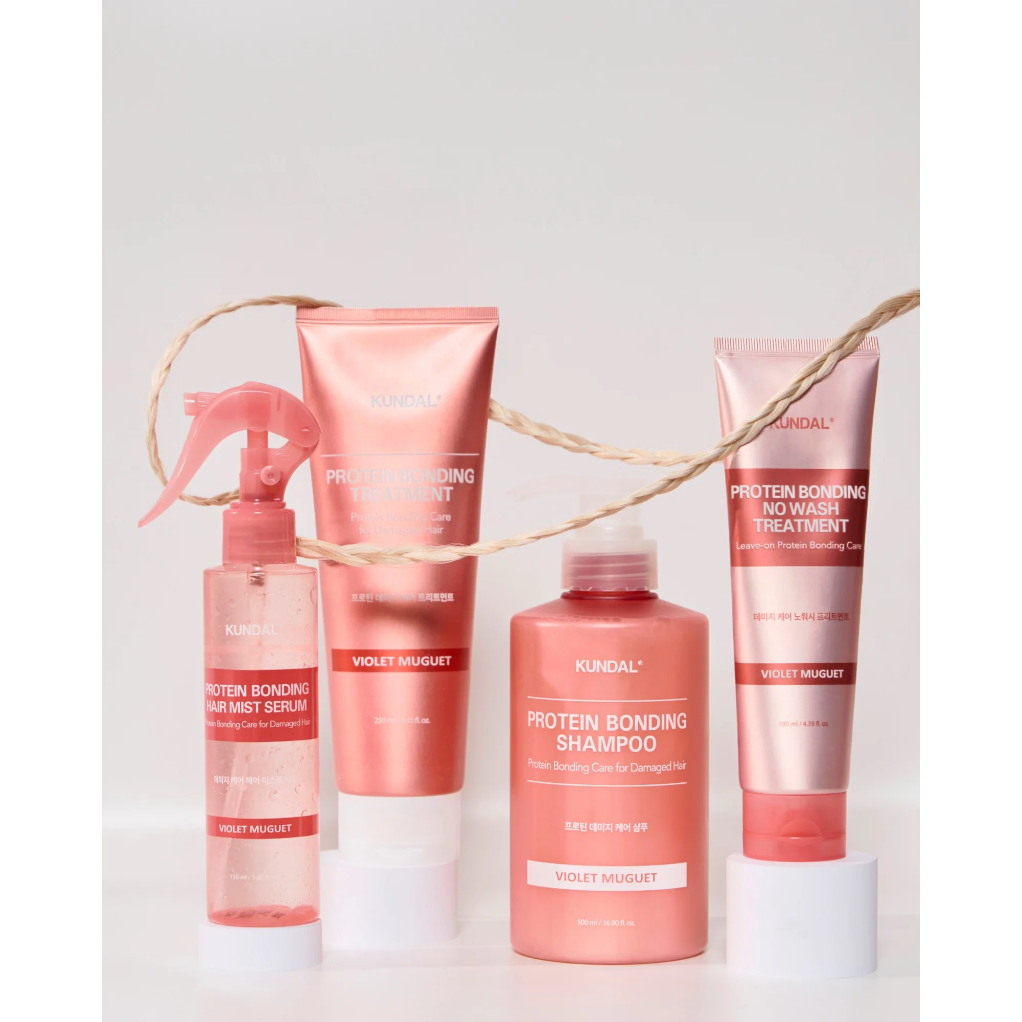 KUNDAL PROTEIN BONDING NO WASH Intensywnie wzmacniająca kuracja bez spłukiwania Violet Muguet 130 ml - Image 3
