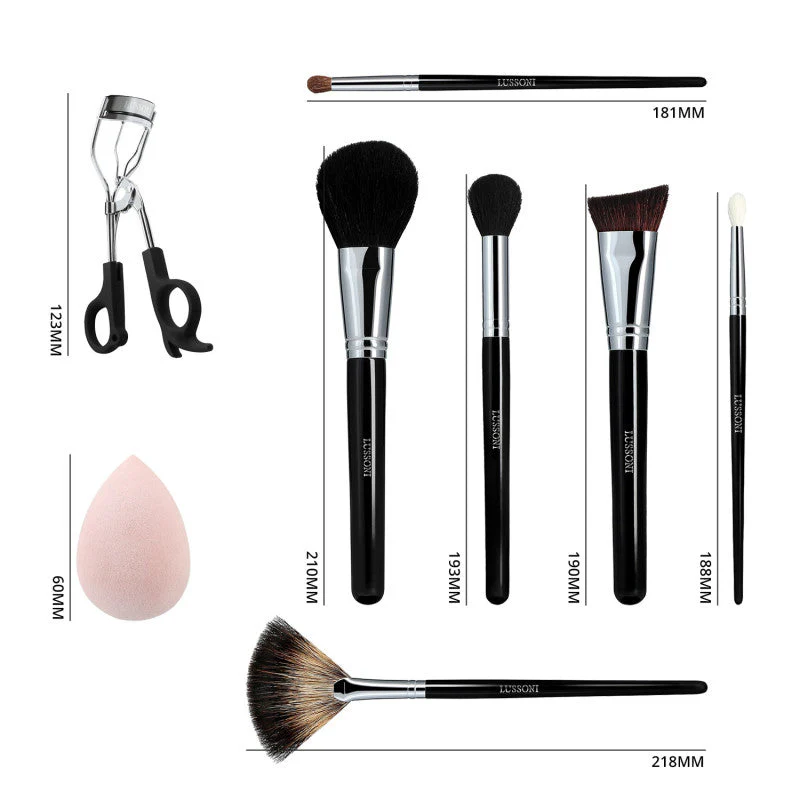 LUSSONI Glow Maker - 8-częściowy zestaw profesjonalnych pędzli i akcesoriów do makijażu - Image 2