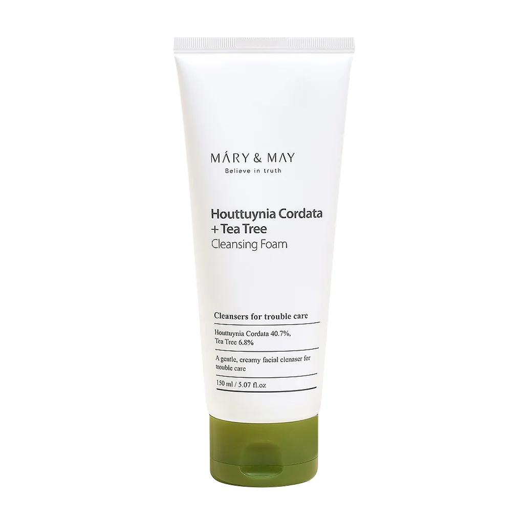 MARY & MAY HOUTTUYNIA TEA TREE Pianka do oczyszczania twarzy o działaniu kojącym 150 ml