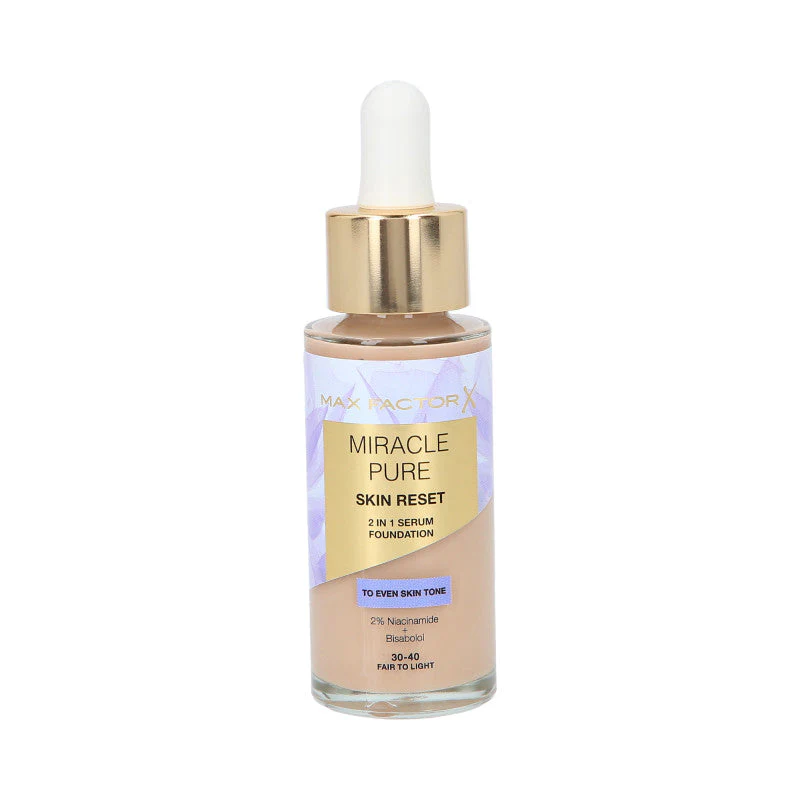 MAX FACTOR MIRACLE PURE SKIN RESET Podkład z zawartością odżywczego serum z niacynamidem 30-40 Fan do Light 30 ml