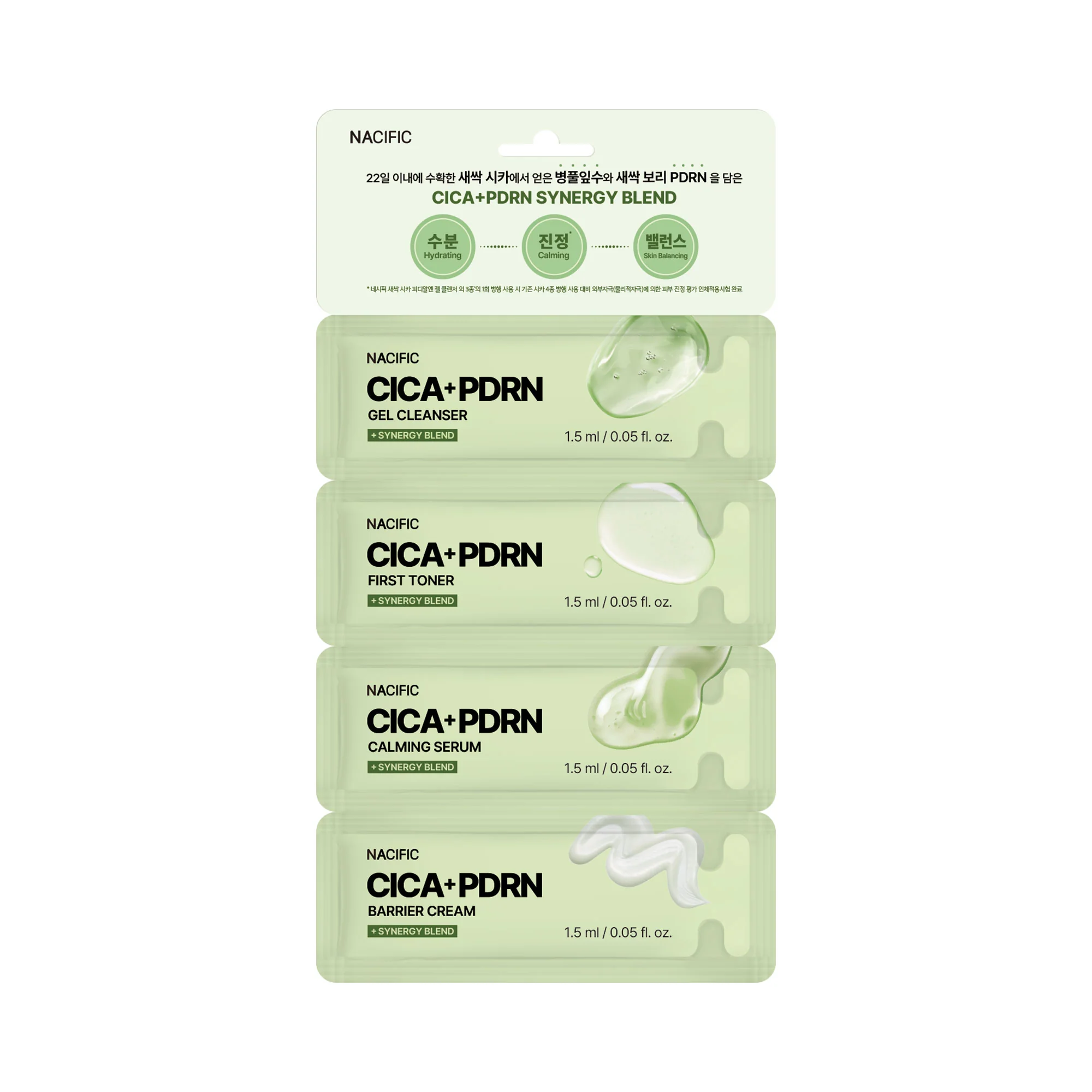 NACIFIC CICA PDRN SYNERGY BLEND Zestaw miniatur 4-stopniowej pielęgnacji 4 x 1,5 ml