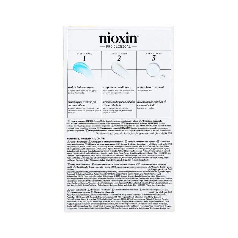 NIOXIN PRO CLINICAL 1 Trzystopniowy zestaw do pielęgnacji włosów naturalnych i lekko przerzedzonych 2 x 150 ml + 50 ml - Image 4