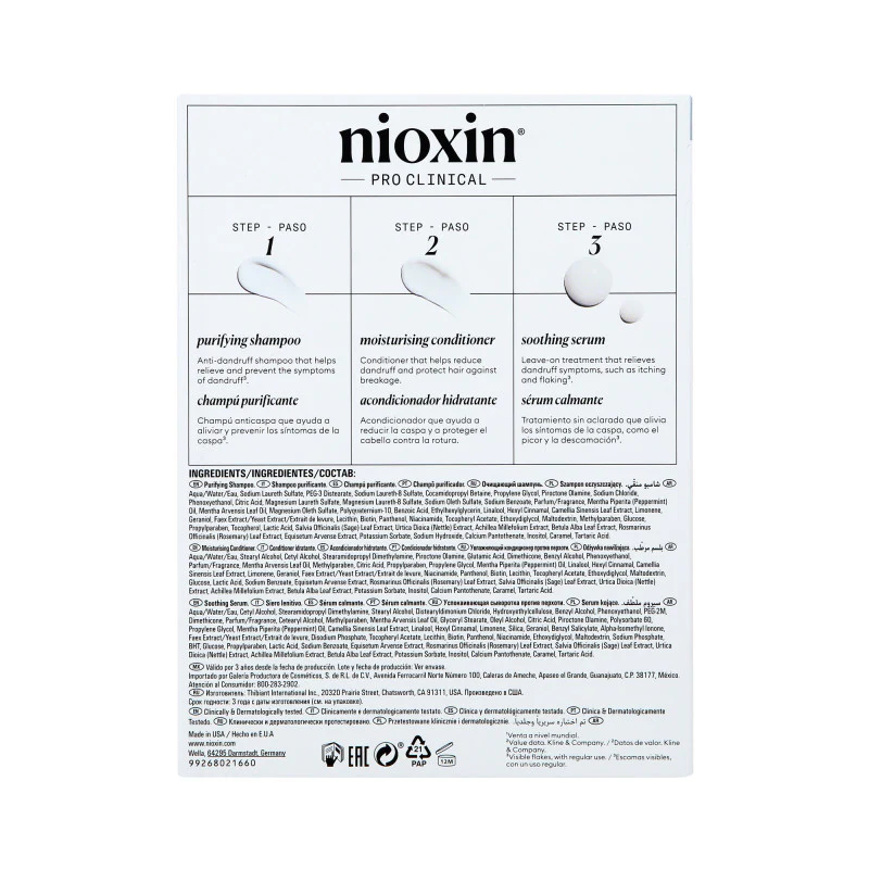 NIOXIN PRO CLINICAL SCALP RECOVERY KIT Łagodzący zestaw do pielęgnacji włosów 2 x 200 ml + 100 ml - Image 3
