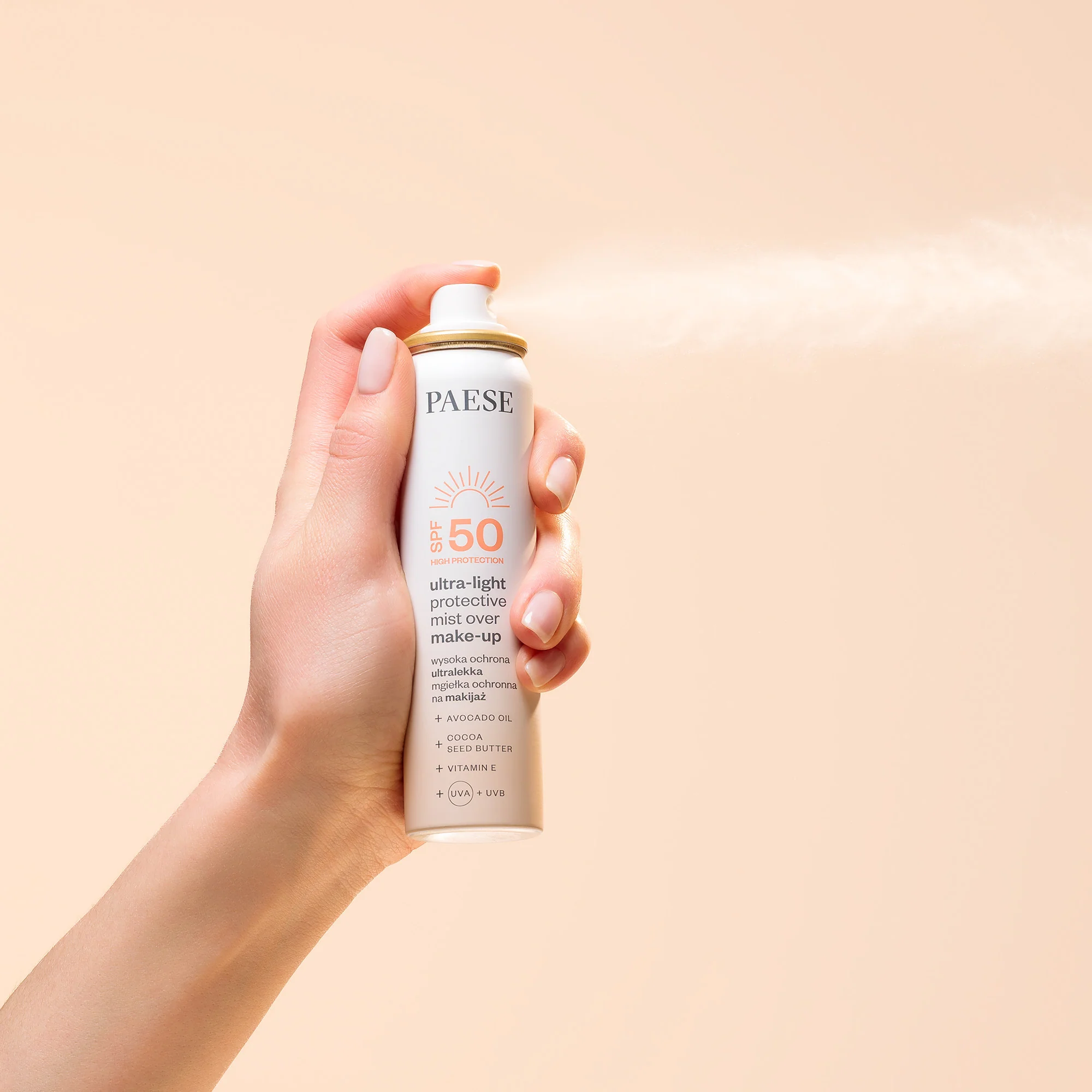 PAESE Ultralekka mgiełka ochronna na makijaż SPF50 75 ml - Image 2