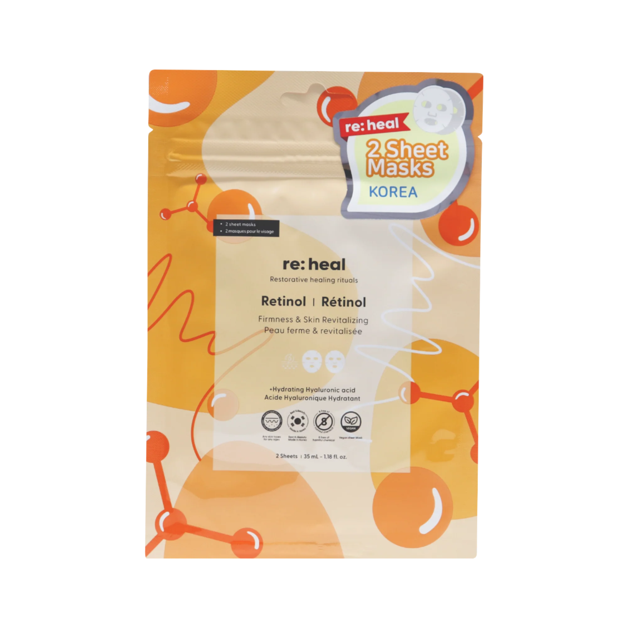 RE:HEAL RETINOL Maseczka w płachcie – ujędrnienie i rewitalizacja 35 ml (2 szt.)