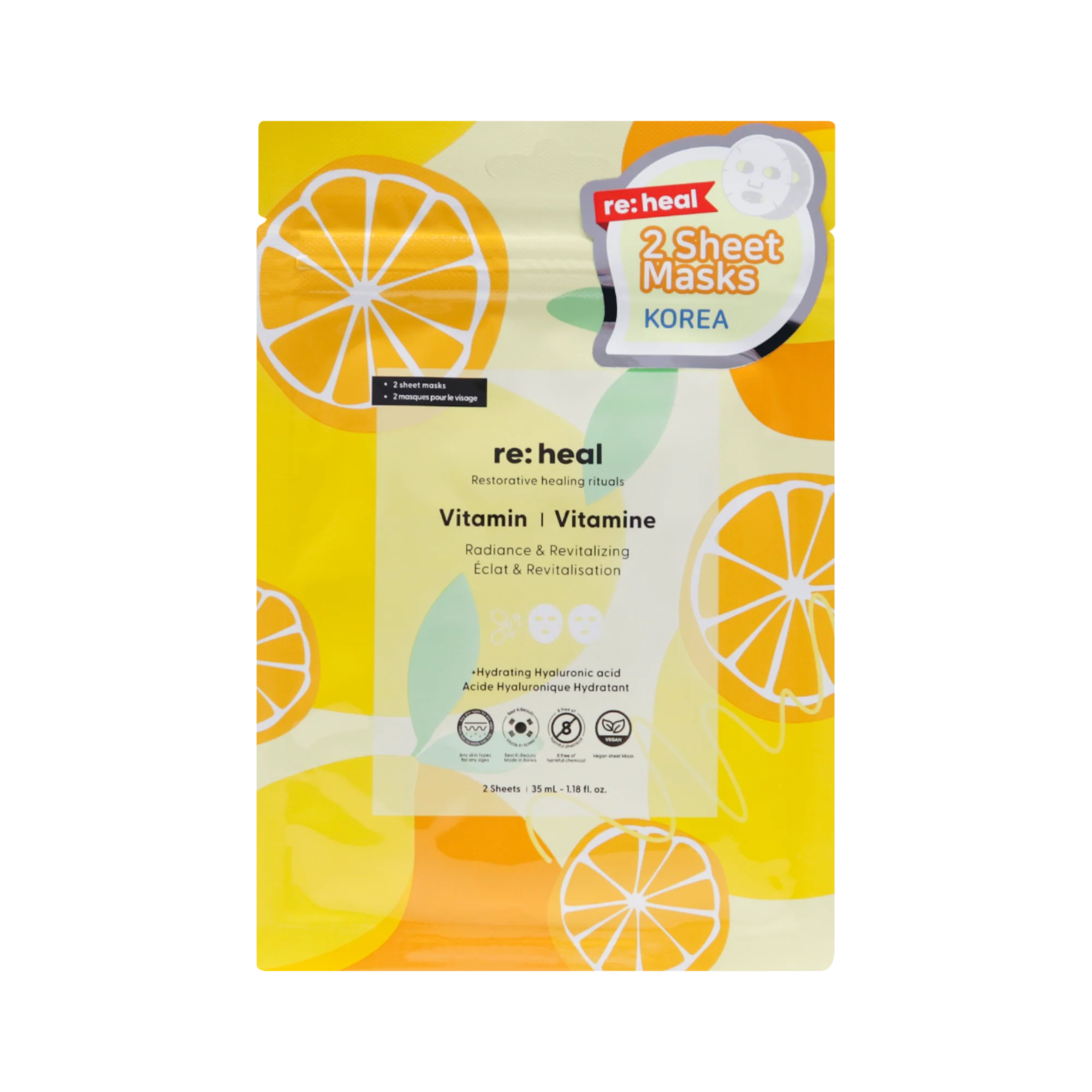 RE:HEAL VITAMIN Maseczka w płachcie – rozświetlenie i rewitalizacja 35 ml (2 szt.)