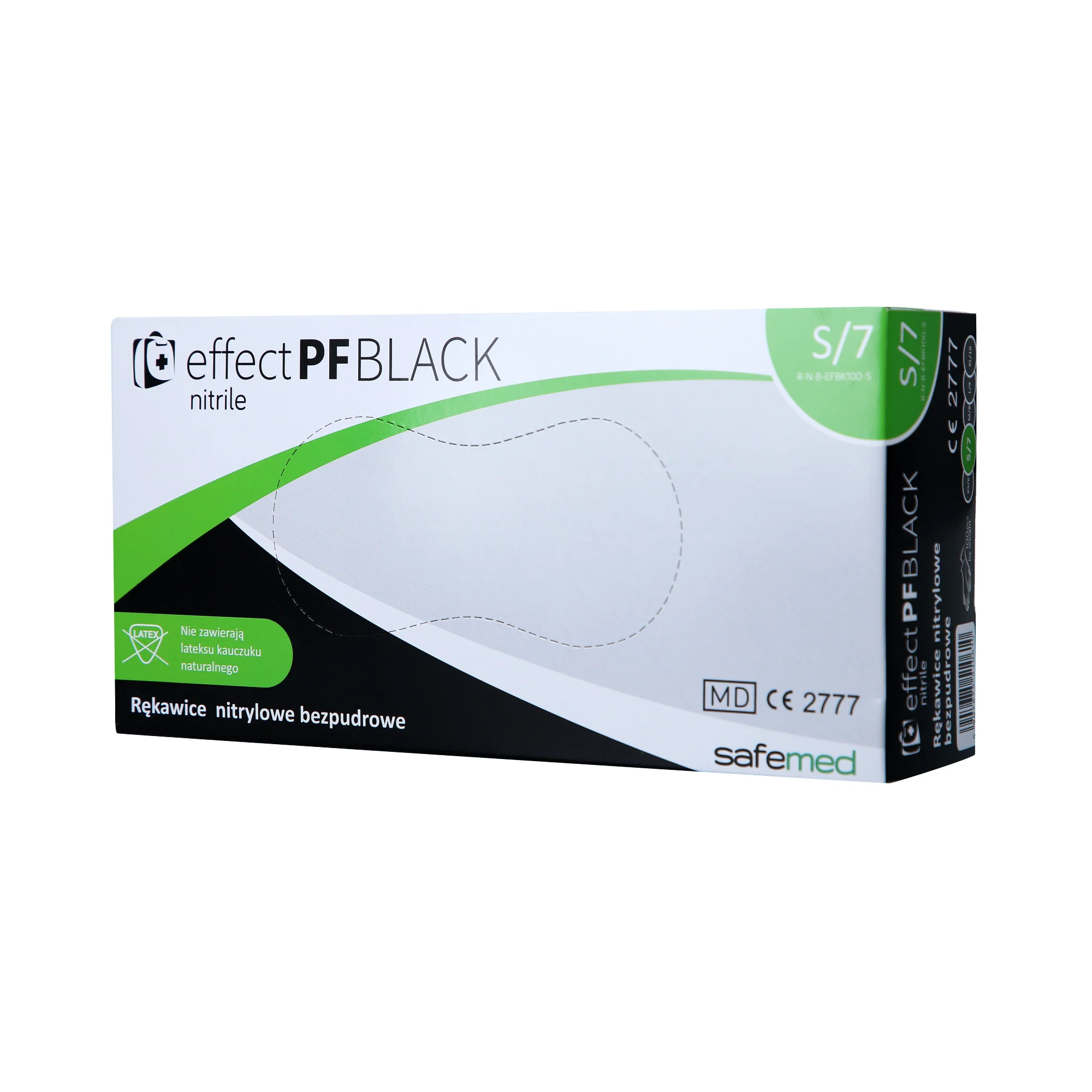 SAFEMED EFFECT PF Rękawiczki jednorazowe nitrylowe bezpudrowe Black S 100 szt.