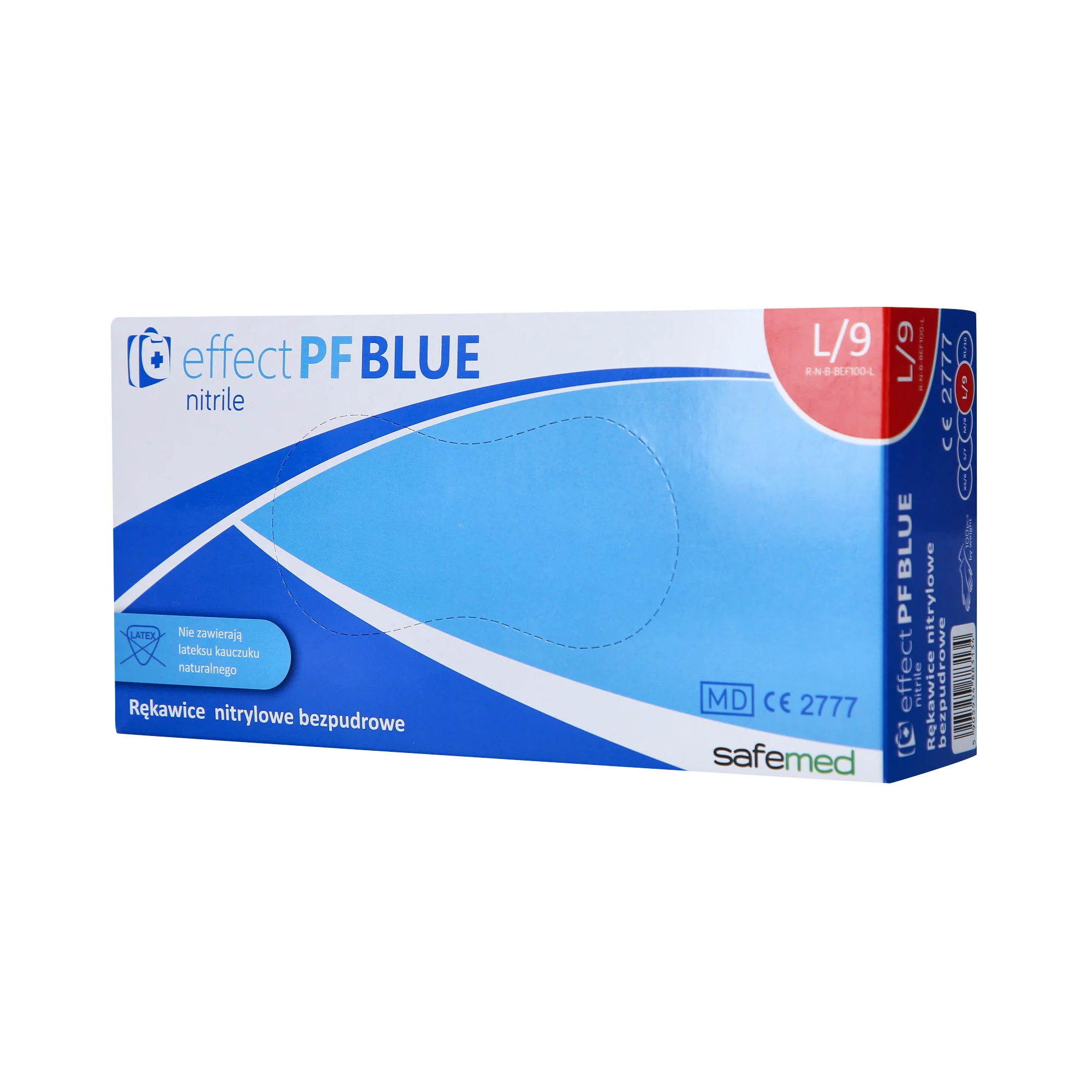 SAFEMED EFFECT PF Rękawiczki jednorazowe nitrylowe bezpudrowe Blue L 100 szt.