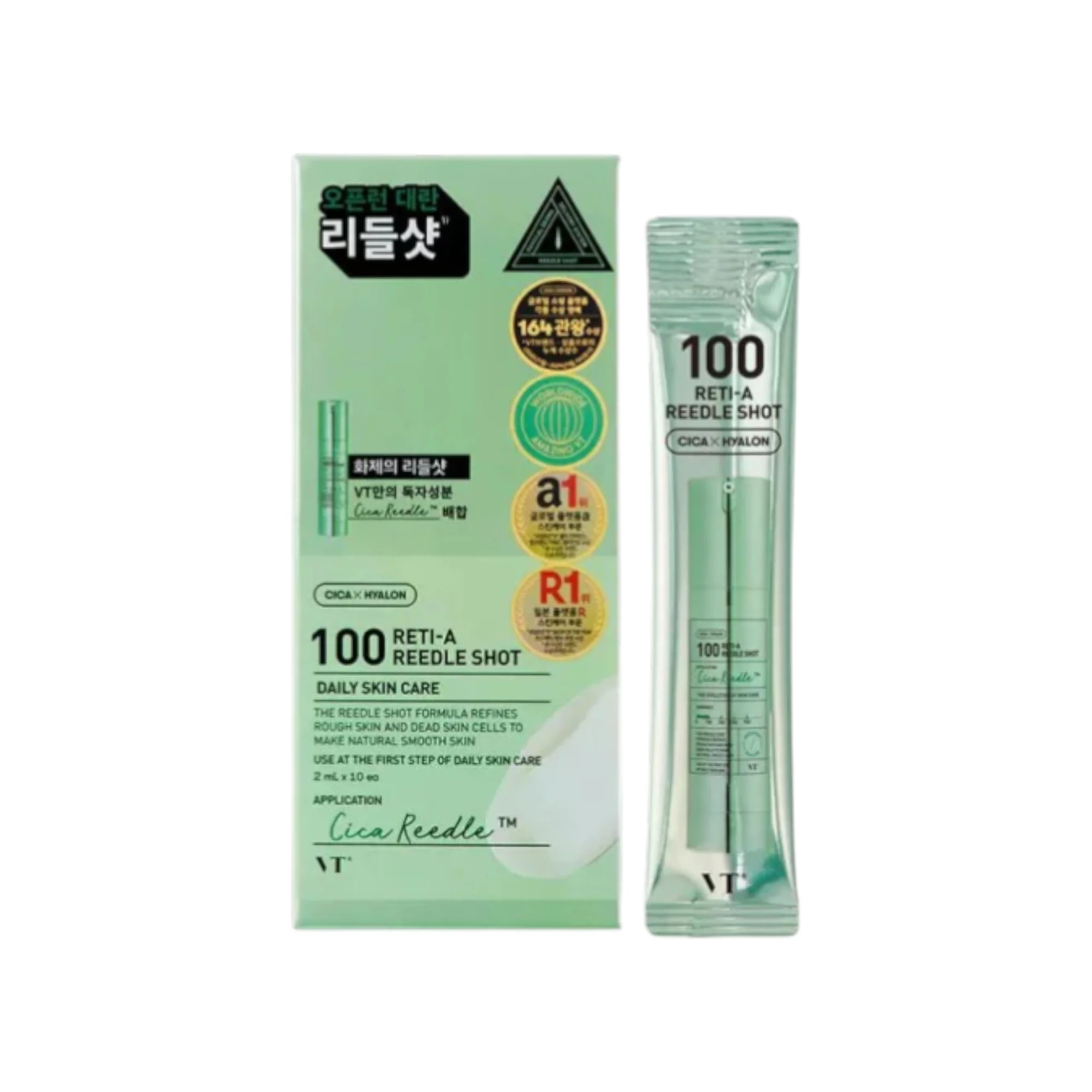 VT COSMETICS 100 RETI-A REEDLE SHOT Skoncentrowane serum w ampułkach o działaniu wygładzającym i rozświetlającym 10 x 2 ml