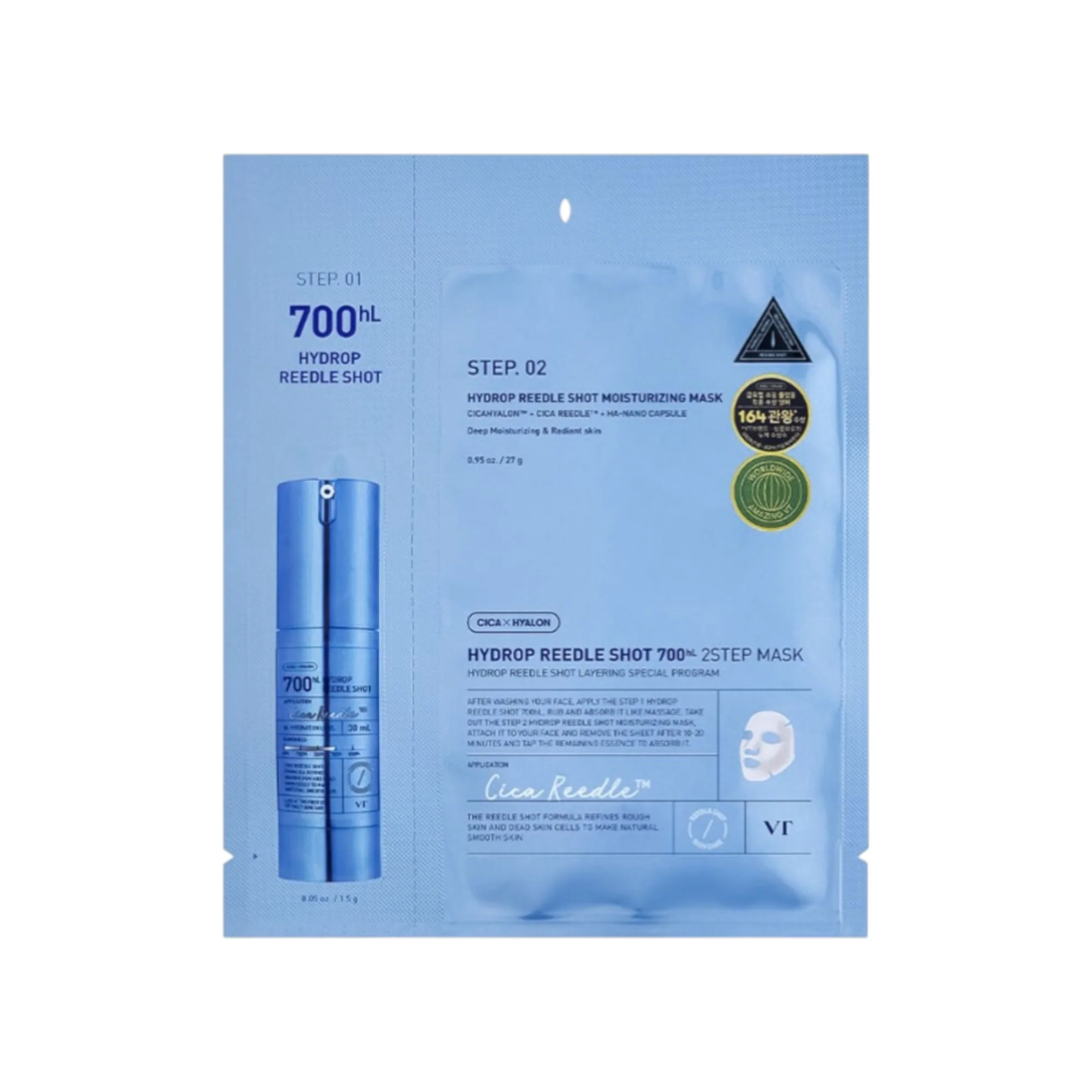 VT COSMETICS HYDROP REEDLE SHOT700 Dwuetapowa maska hydrożelowa do twarzy 38 g